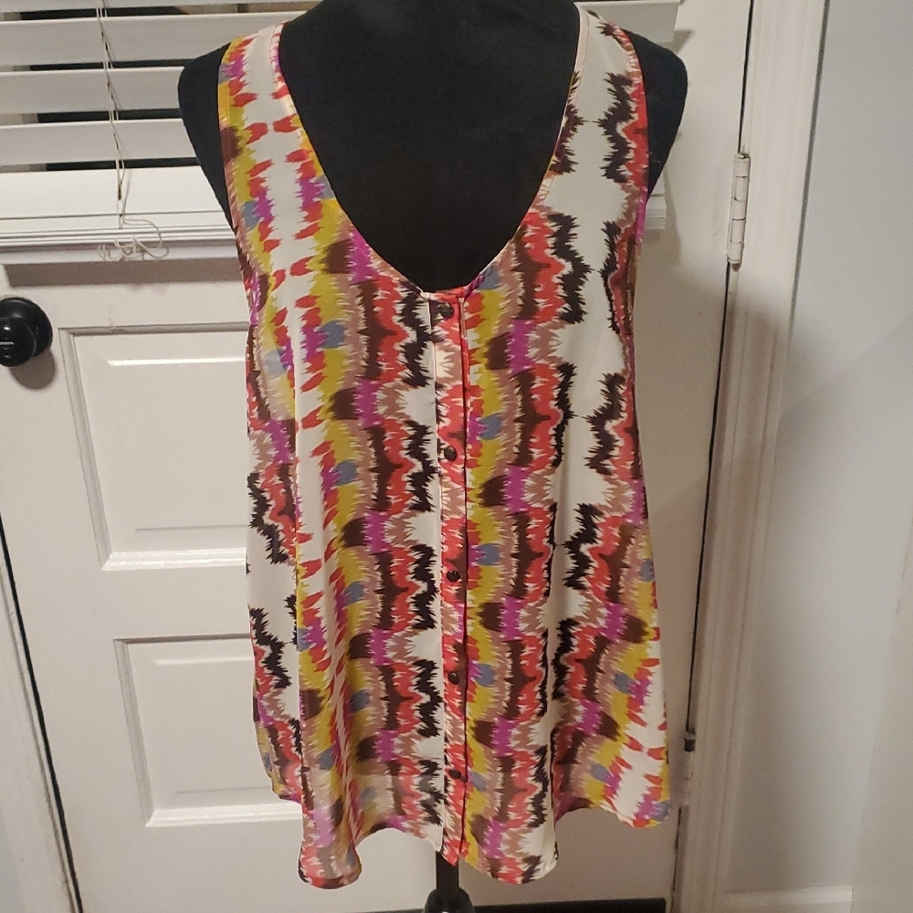 Harper Multicolor Sleeveless Women's Button Up Top